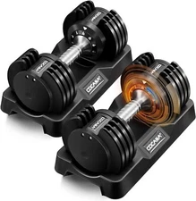 2pcs Adjustable Dumbbells Set Pairs 50lb Weights of 2 Exercises Home Gym Workout