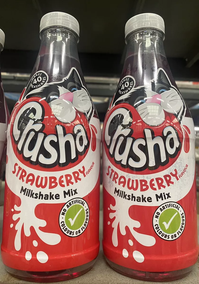 2 X Crusha Milkshake Mix Strawberry Flavour 1 Litre Cafe Takeaway