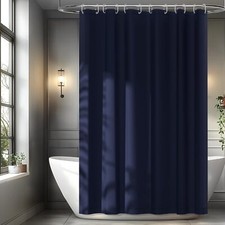 Navy Blue Fabric Shower Curtain Liner with 3 Magnets 72 x 72 inch Waterproof ...