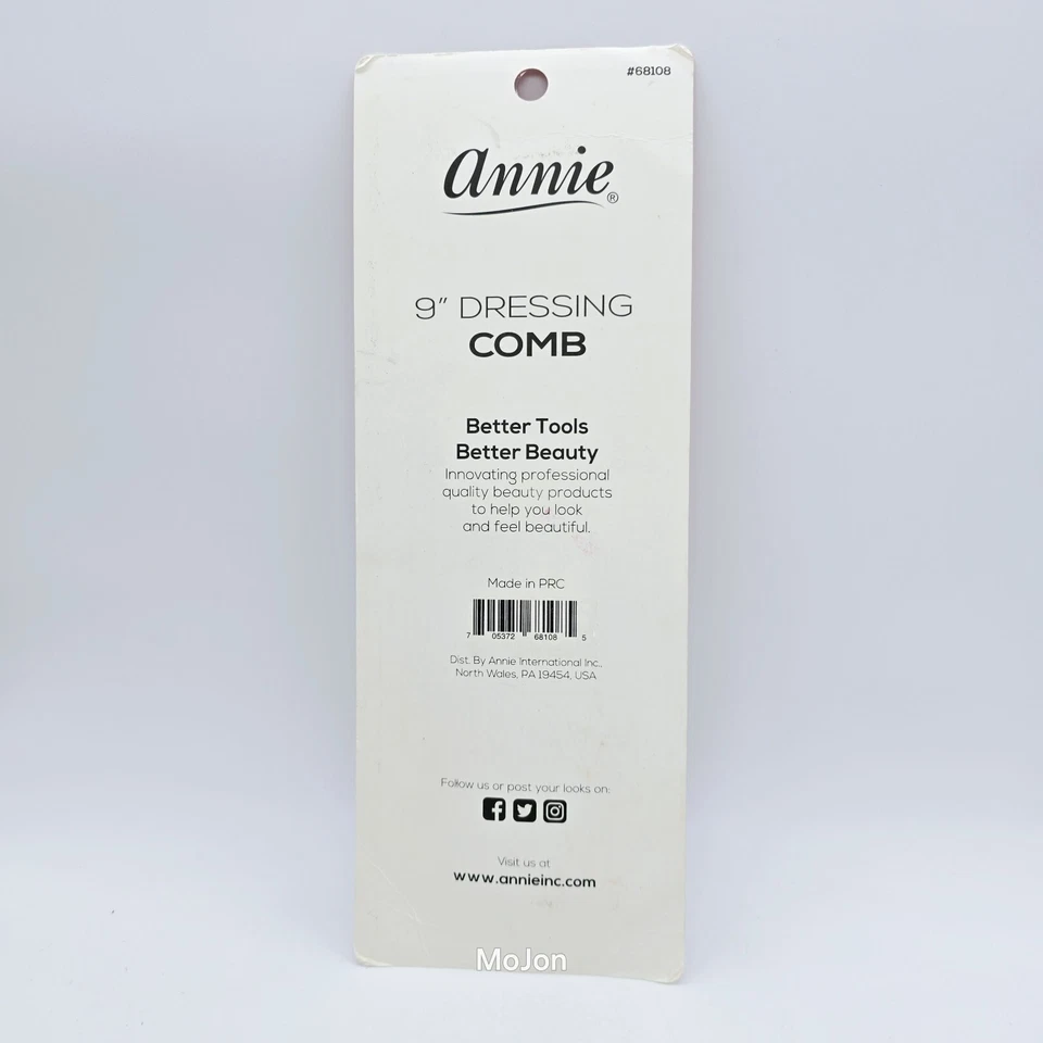 Annie 9" Dressing Comb All Purpose Styling #68108 Red & Blue, 2 Count - Image 4 of 4