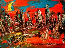 New York City  LANDSCAPE   Oil Painting   abstract SIGNED  Original CANADIAN