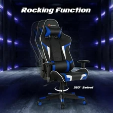 GoPlus HW66290PI Massage Gaming Chair with Lumbar Support and Headrest -...