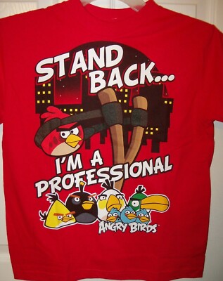 Angry Birds I'm A Professional Red Short Sleeve Shirt Boys Size XL 18 / 20 NWT
