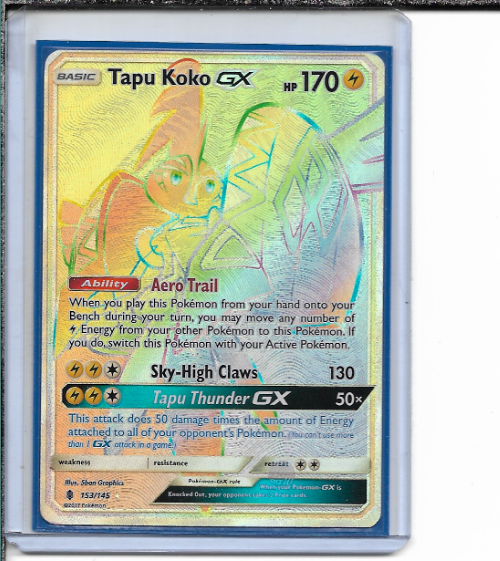 Pokemon Guardians Rising Tapu Koko GX Full Art Rainbow Rare #153
