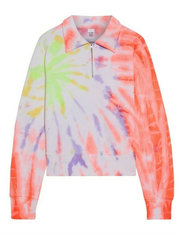 Re/Done x Hanes 70s Sweatshirt Tie-Dye Women's Size M, 1/2 Zip