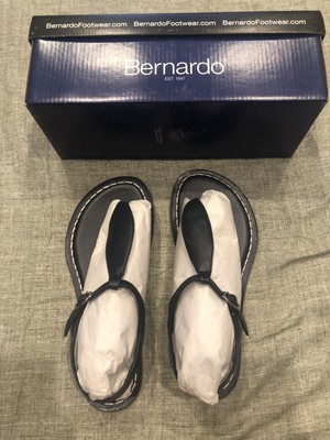 Bernardo Mistral Leather Navy Blue Sandals Womenu0026#039;s Size 8M Retired New  In Box | eBay