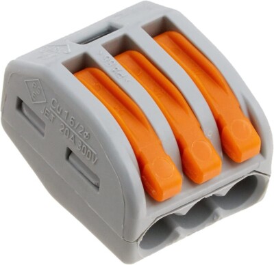 Wago 222-413 LEVER-NUTS 3 Conductor Compact Connectors 10 PK Pack of 10
