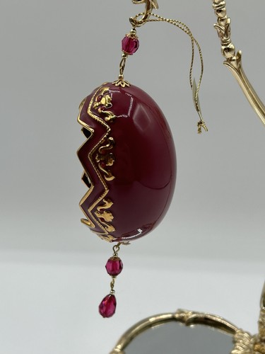 Vtg 2001 Bradford Exchange 3.5" Purrfect Harmony Heirloom Maroon Egg Ornament - Picture 2 of 9