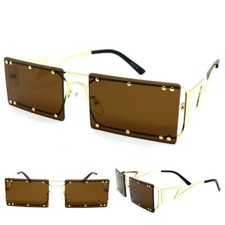 Funky Retro Modern Futuristic Punk Rock Party Club Rave SUN GLASSES Gold Frame