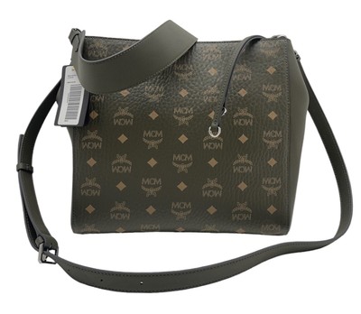 MCM Sea Turtle Green Canvas/Leather Visetos Crossbody Hobo Bag 