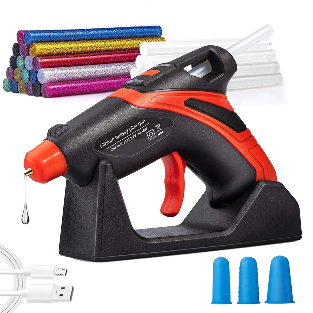 Cordless Hot Melt Glue Gun+30PCS Glue Sticks Set Rechargeable Hot Glue Tools