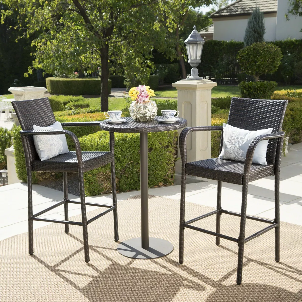 3 piece outdoor wicker bar set cheap