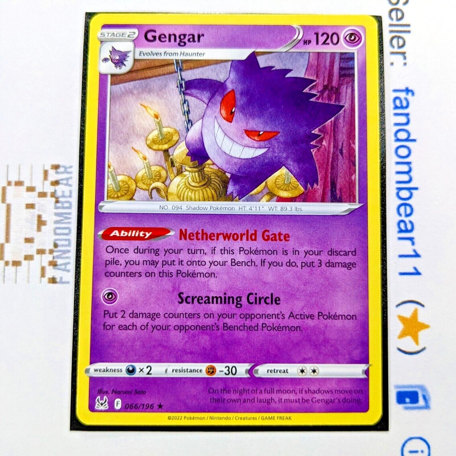 Carta Pokémon Gengar Vmax Gigamax, Noivern V e Audino Mega Ex, Produto  Masculino Pokemon Usado 67932119