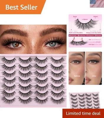 14mm Faux 3D Mink Cat Eye Lashes - Pack of 14 Pairs for Natural Elegance