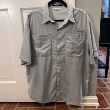Columbia PFG Super Tamiami Men  s Fishing Shirt Gray Medium Omni Shade Hunting