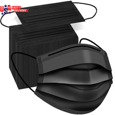 100 PCS Disposable Face Masks, Black Disposable Masks, 3 Ply Protection Face Mas
