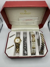 Vintage Peugeot Women's Watch Set with Interchangeable Bands (New Battery)