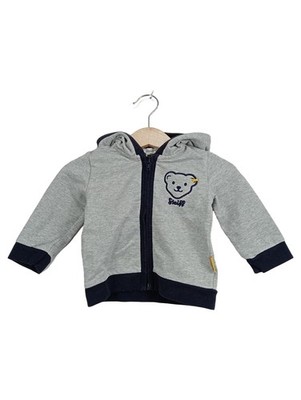 Steiff Sweatjacke Grau Gr. 62 Teddy-Applikation Kapuze Casual