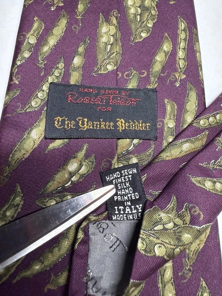 Corbata de seda de colección Robert Talbott Yankee Peddler hecha en EE. UU. púrpura guisante vaina jacquard usada en excelente estado Foto 3 de 4