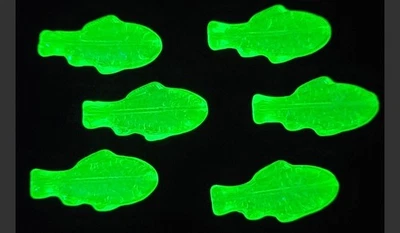 Large Fish Uranium Glass Beads Blue Teal Topaz 28x13mm 6pcs