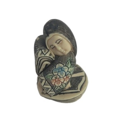 Japanese Netsuke-Style Carved Figurine Kimono Woman Geisha Signed Base