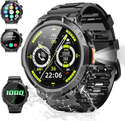 Smartwatch für Herren Damen 1,53 Zoll HD Wasserdicht 100