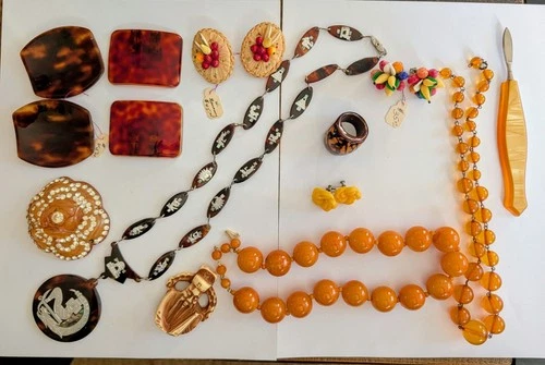 Antique vintage Estate Dealer  jewelry lot  Celluloid? Bakelite? France W German