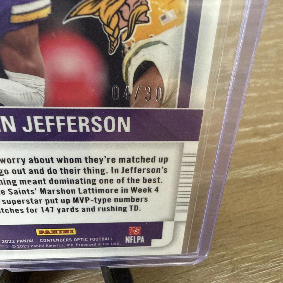 2022 Contenders Optic Justin Jefferson #MVP-22 Green Pulsar MVP Vikings 04/30 🏈 - Image 3 of 4