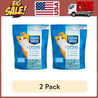 2 Packs Fresh Step Crystals, Premium Cat Litter, Scented, 8 Pounds