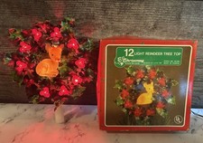 VINTAGE RETRO CHRISTMAS AROUND THE WORLD 12 LIGHT REINDEER TREE TOP HOLLY 9"