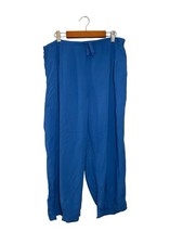 Jams World Cropped Pants Large Capri Wide Leg Pockets Beach Boho Lounge Blue