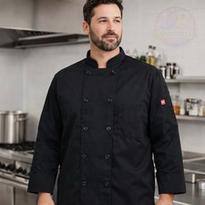 Red Kap Chef Coat Black XL Double Breasted Kitchen Restaurant Uniform Jacket