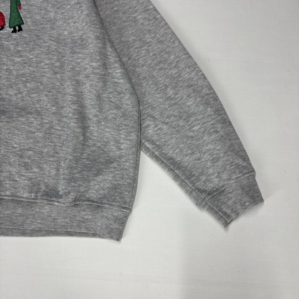 Vintage CHRISTMAS Jumper Adult XL Heather Grey Embroidered Snowman Family - Image 2 of 4