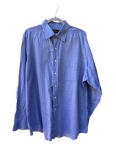 Tasso Elba Blue Dress Shirt 17.5 34/35 100 Cotton Button Down Men SZ XL