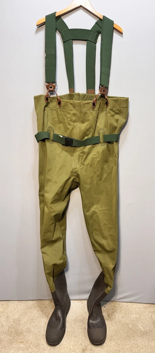 Vintage ORVIS échassiers pêche à la mouche vert avec boutons