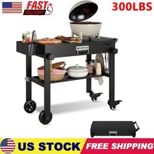 Outdoor Foldable Grill Cart 2-Shelf Movable B...