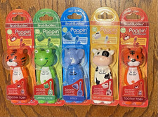 Lot 5 BRUSH BUDDIES Poppin' Toothbrush Soft Kids NEW Frog Elephant Cow Tiger