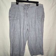 J. Jill Wide Leg Cropped Pants 100 Linen Stretch Pull On Gray Womens Sz. 16P