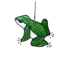 Frog Decor Stained Glass Window Hanging,Frog Suncatcher for Window Frog Gifts
