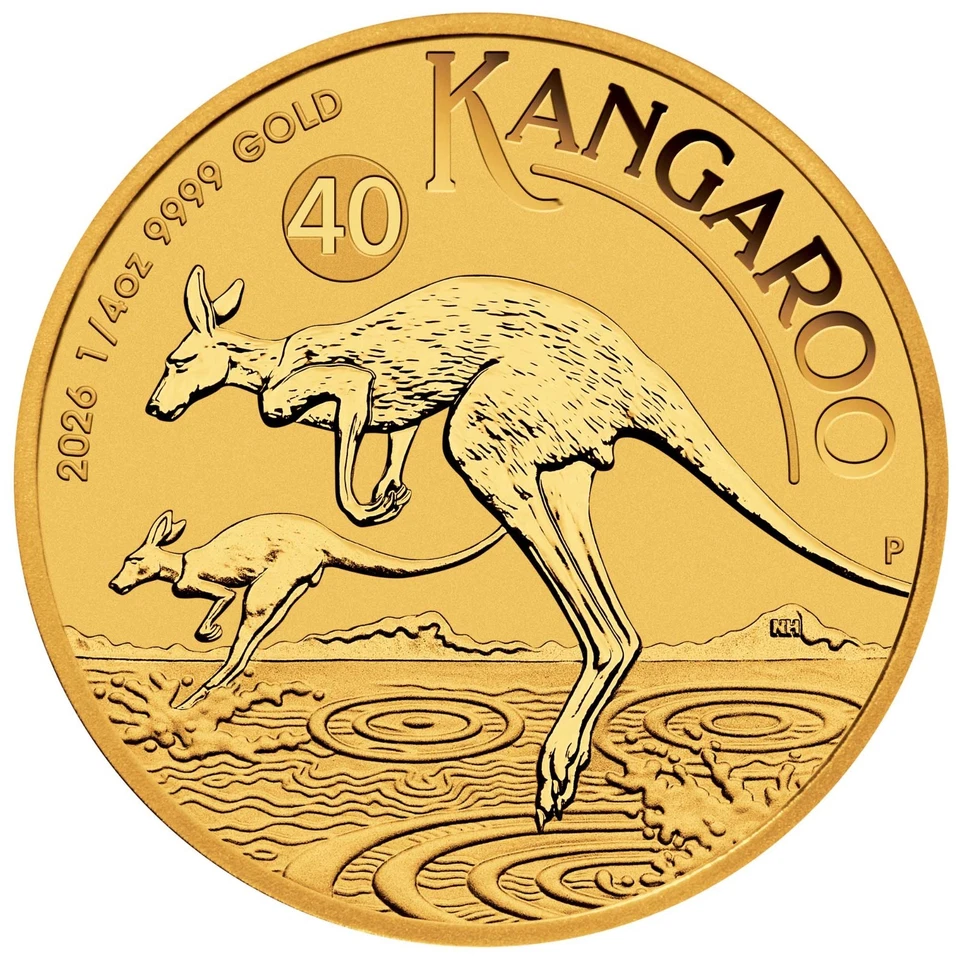 Goldmünze 1/4 oz Känguru 40 Jahre 2026 Australien Nugget Gold Münze Perth Mint - Bild 2 von 3
