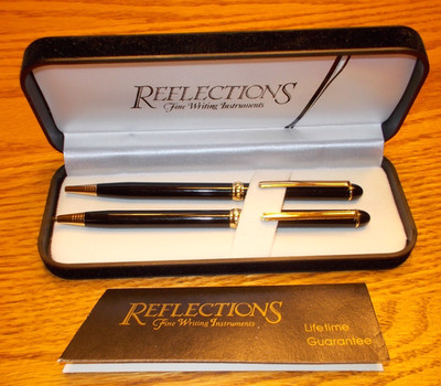 Vintage Reflections Fine Writing Instrument Pen and Pencil Set Black And Gold