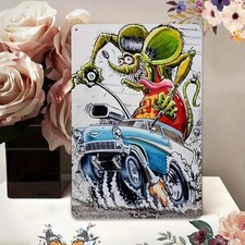 Retro Rat Fink Metal Sign 8 x 12" Chevy Nomad Style