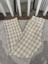 VTG 70s JCPenney MW "The Slack" Tan Plaid Dress Pants High Rise Straight