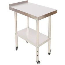 Stainless Steel Prep Table with Backsplash Adjustable Undershelf & Casters Wheel