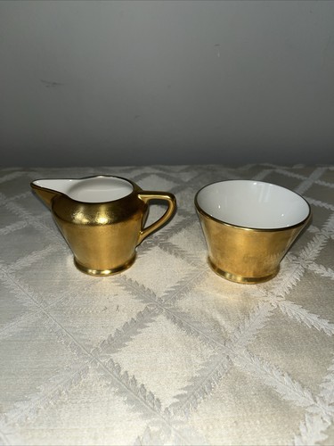 PICKARD CHINA Vintage Rose & Daisy 24K Gold geätzt Milchkännchen & offener Zucker Set #486 - Bild 4 von 7