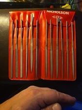 12 pc Nicholson 5 1/2" Round Handle Needle Files Cut 0 Set 37392
