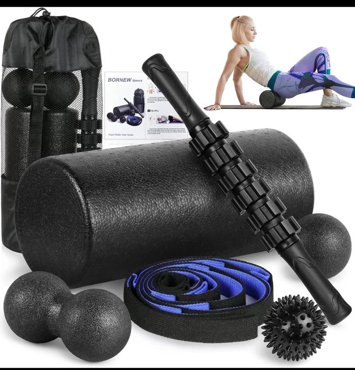 Foam Roller Set - High Density Back Roller, Muscle Roller Stick,2 Foot Fasciitis