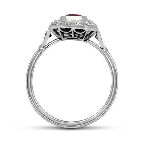 Anel de presente de casamento de casamento corte esmeralda criado em laboratório diamante acabamento em ouro branco 14K - Imagem 4 de 4