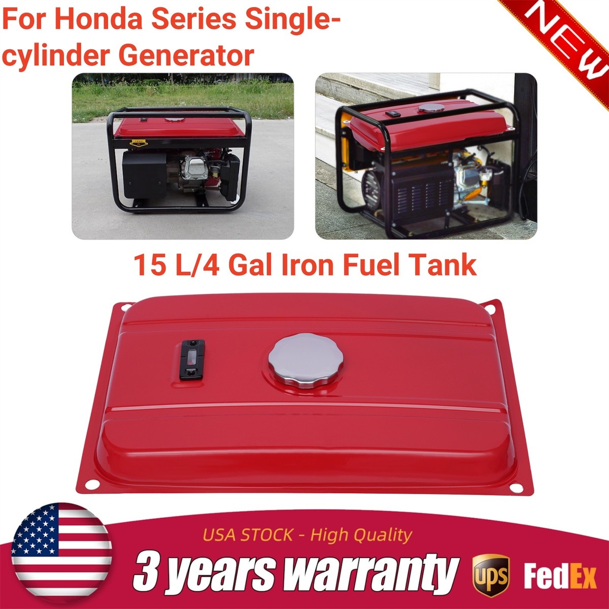 4-Gallon Universal Generator Gas Fuel Tank w/ Chrome Cap Gauge