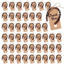 48 Pcs Good Lucky Horseshoe with Thank You Kraft Tags and Rope, Western Rusti...